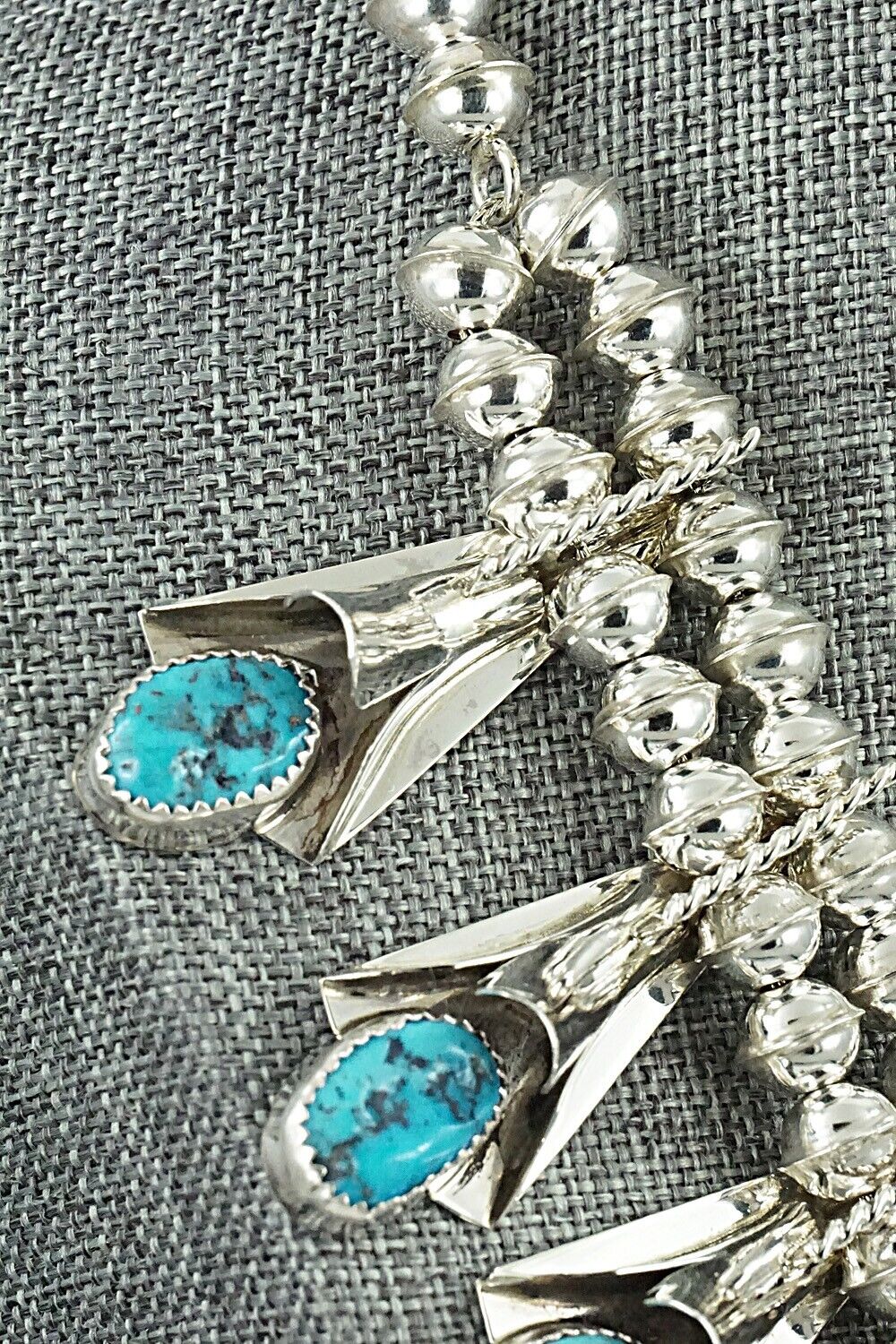 Turquoise & Sterling Silver Squash Blossom Set - Louise Yazzie