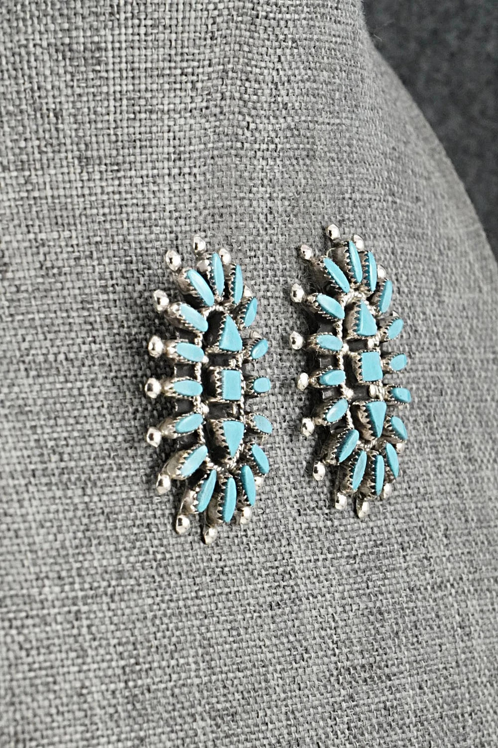 Turquoise & Sterling Silver Squash Blossom Set - Evonne Hustito