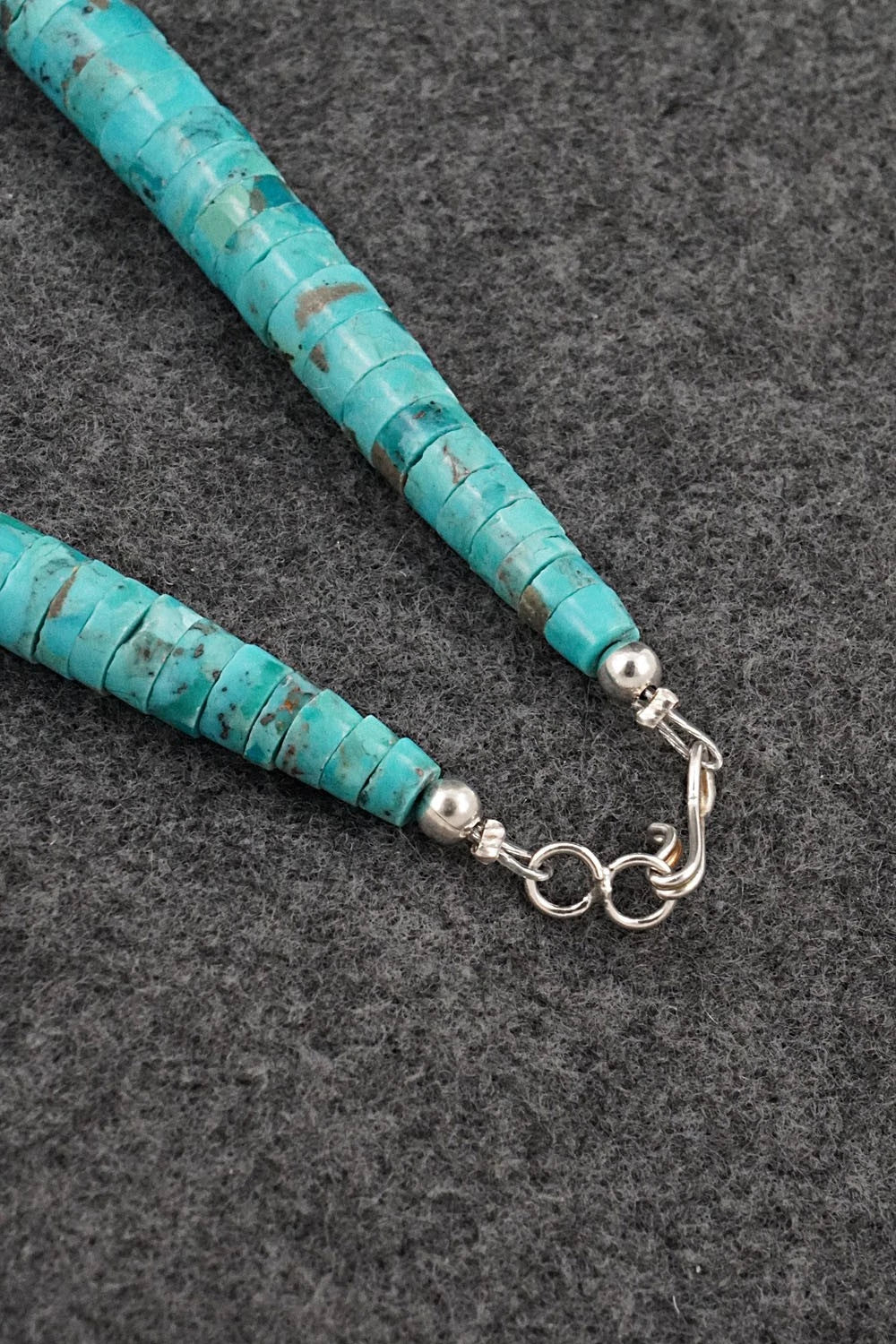 Turquoise, Spiny Oyster & Sterling Silver Necklace 20" - Lupe Lovato