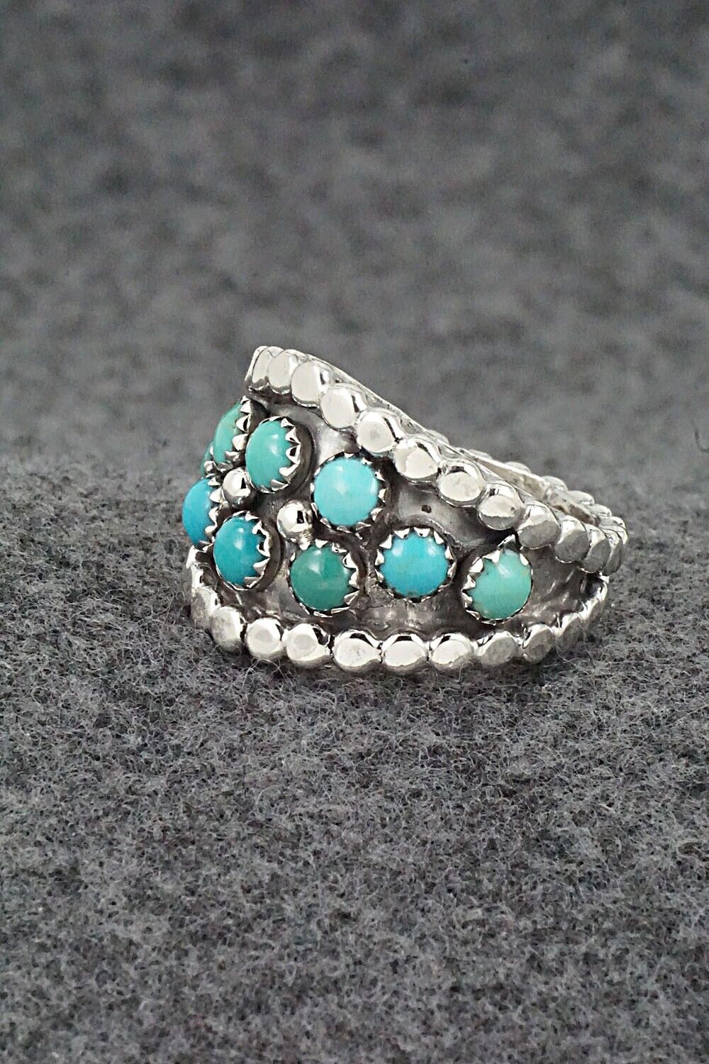 Turquoise & Sterling Silver Ring - Kenny Lonjose - Size 9