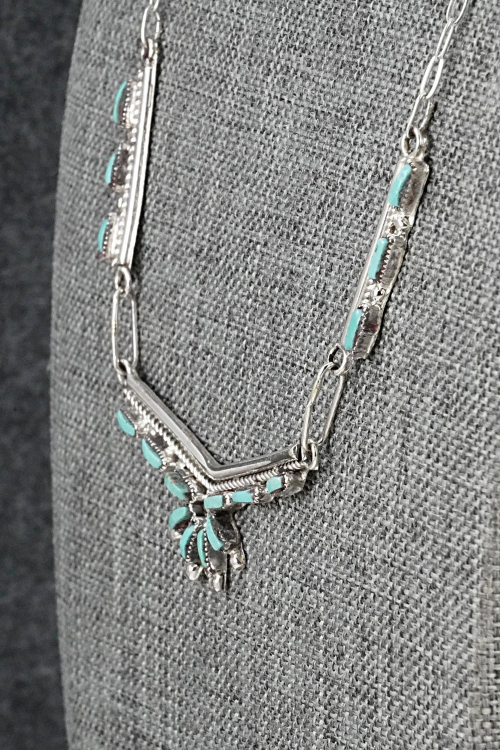 Turquoise & Sterling Silver Necklace and Earrings Set - Veronica Yawakia