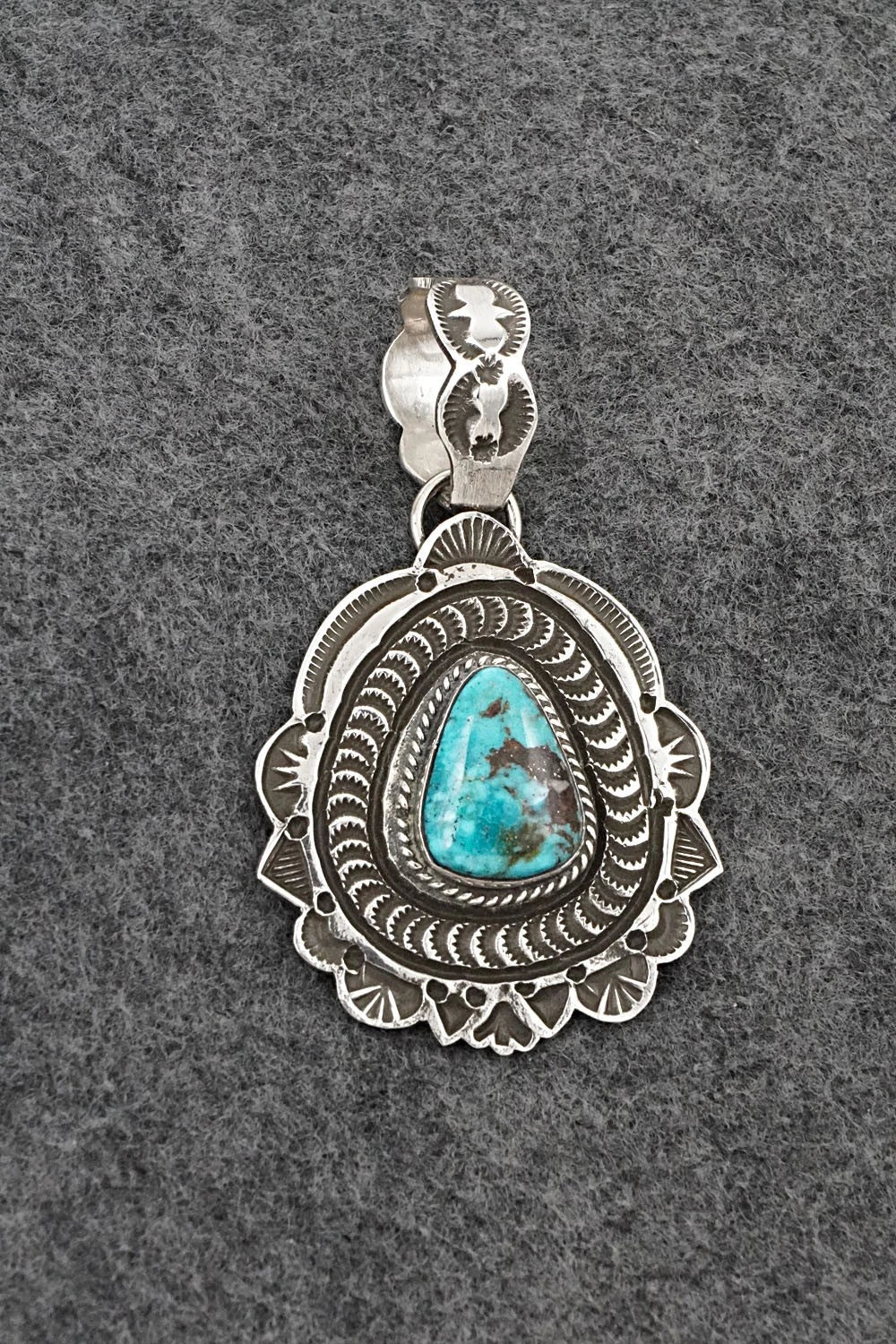 Turquoise & Sterling Silver Pendant - Leonard Maloney
