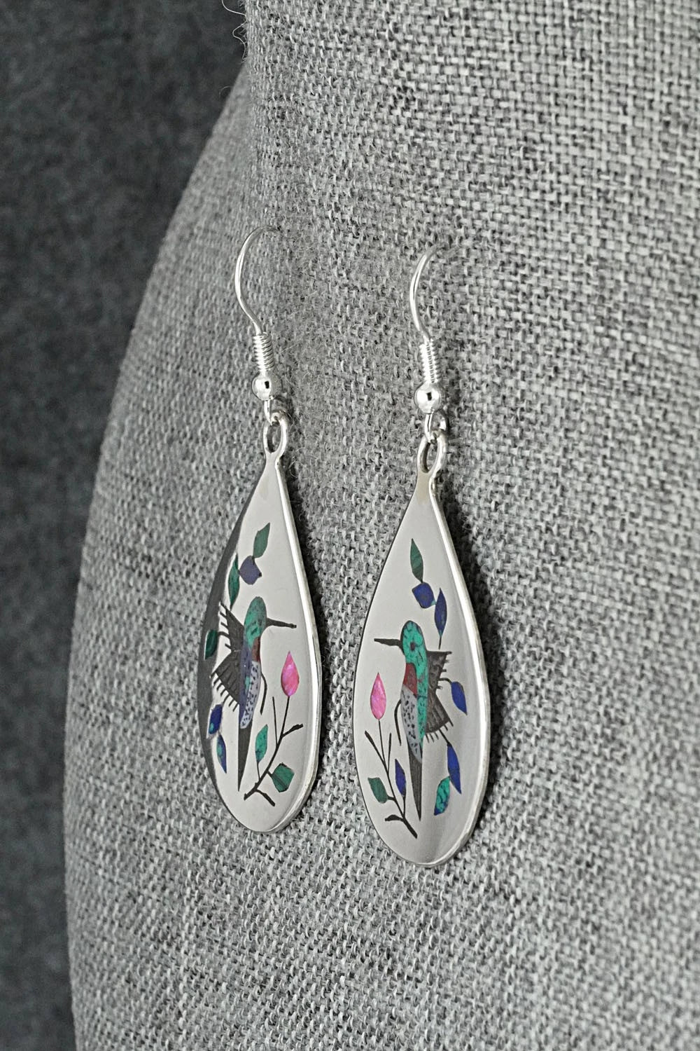 Multi-Stone Inlay & Sterling Silver Earrings - Raymond Boyd