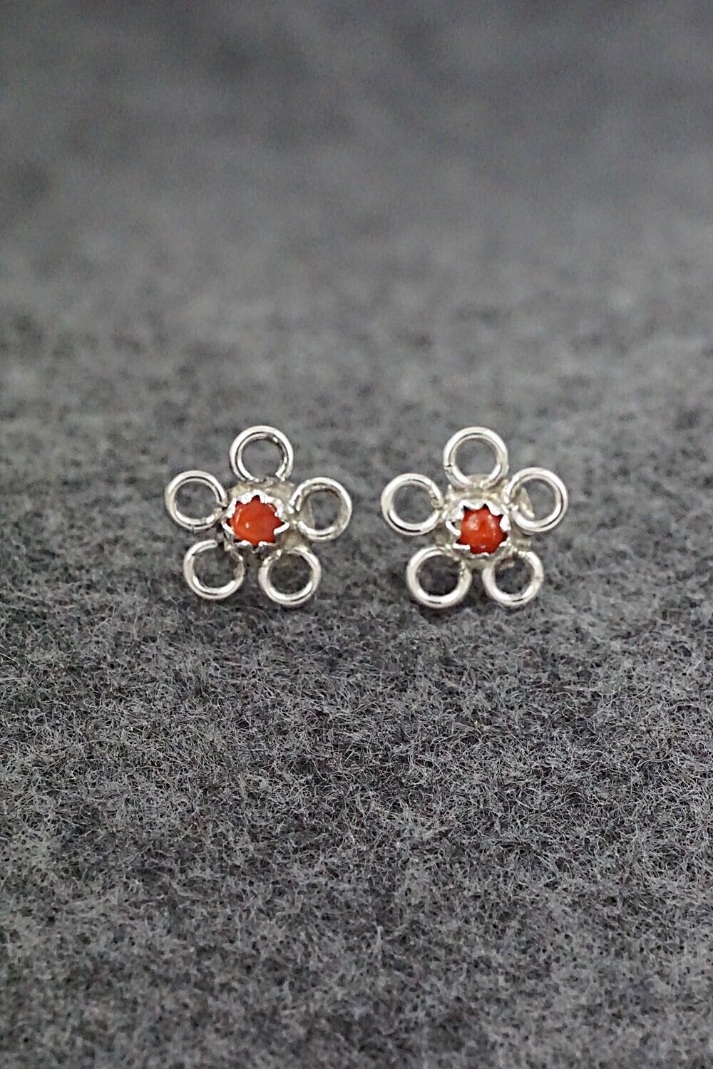 Coral & Sterling Silver Earrings - Sylvia Chee