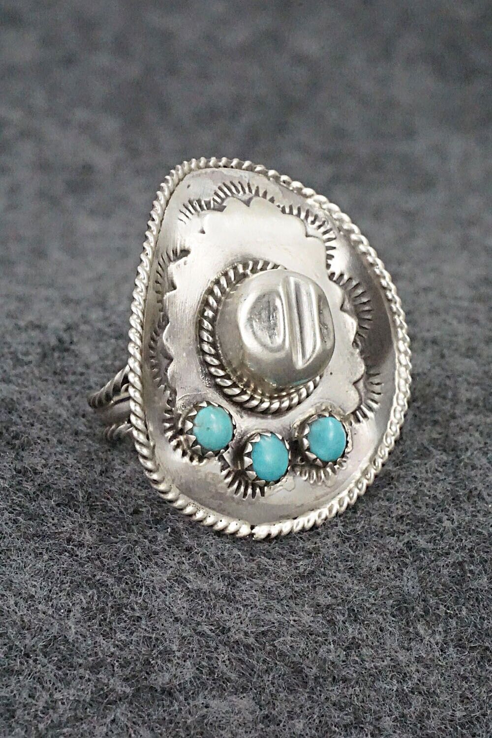 Turquoise & Sterling Silver Ring - Bobby Platero - Size 6
