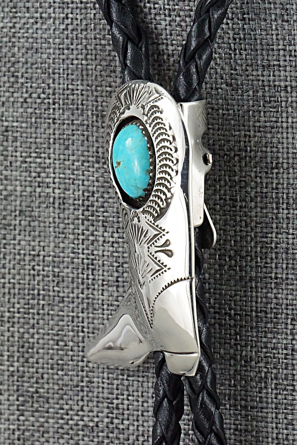 Turquoise & Sterling Silver Bolo Tie - Shirley Skeets