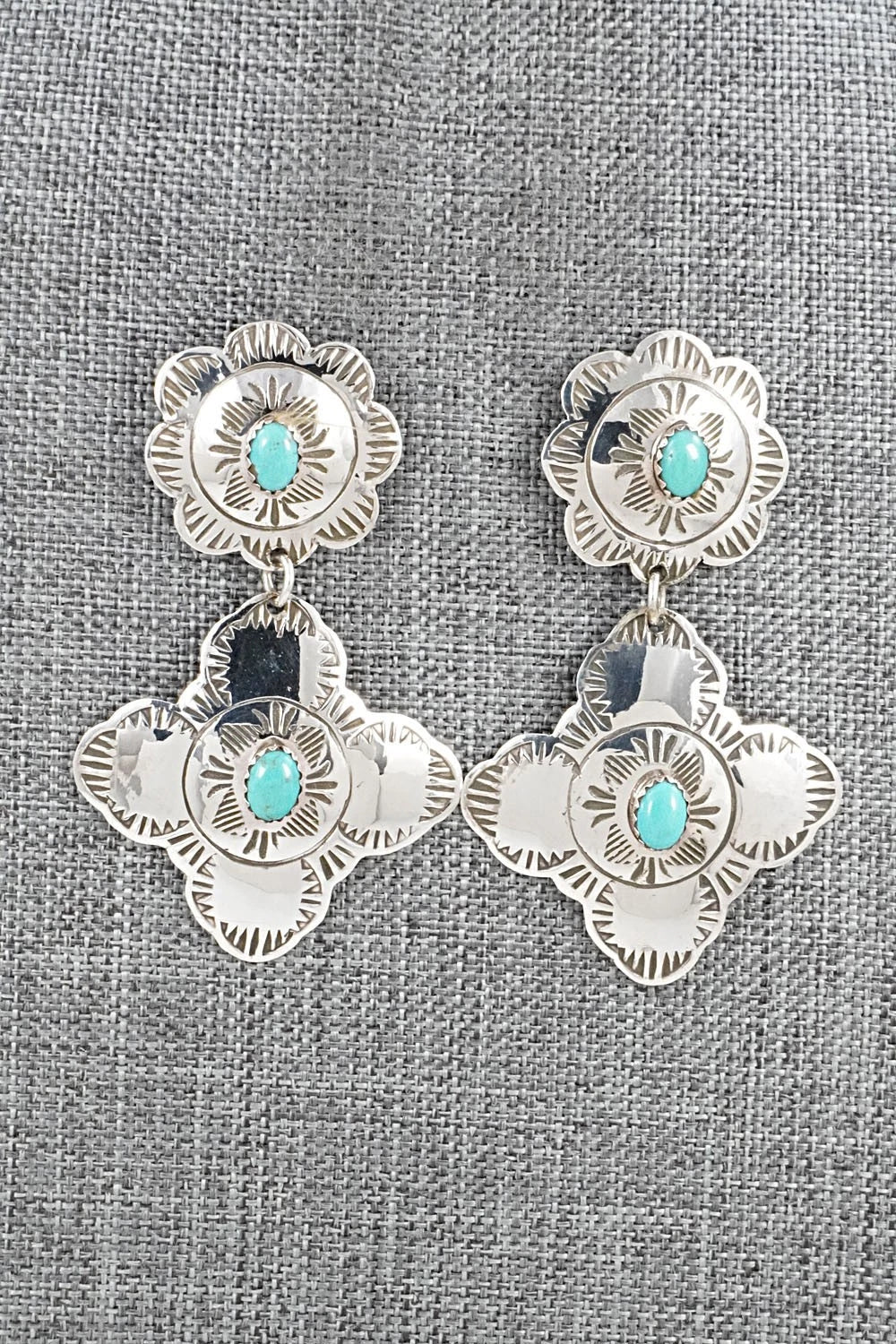 Turquoise & Sterling Silver Earrings - Bertha Begay
