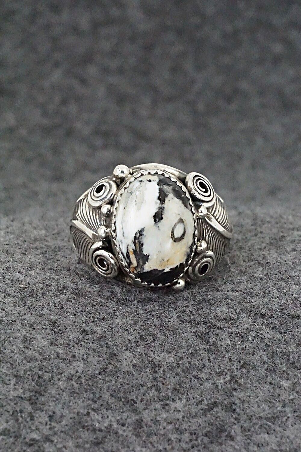 White Buffalo & Sterling Silver Ring - Davey Morgan - Size 13.5