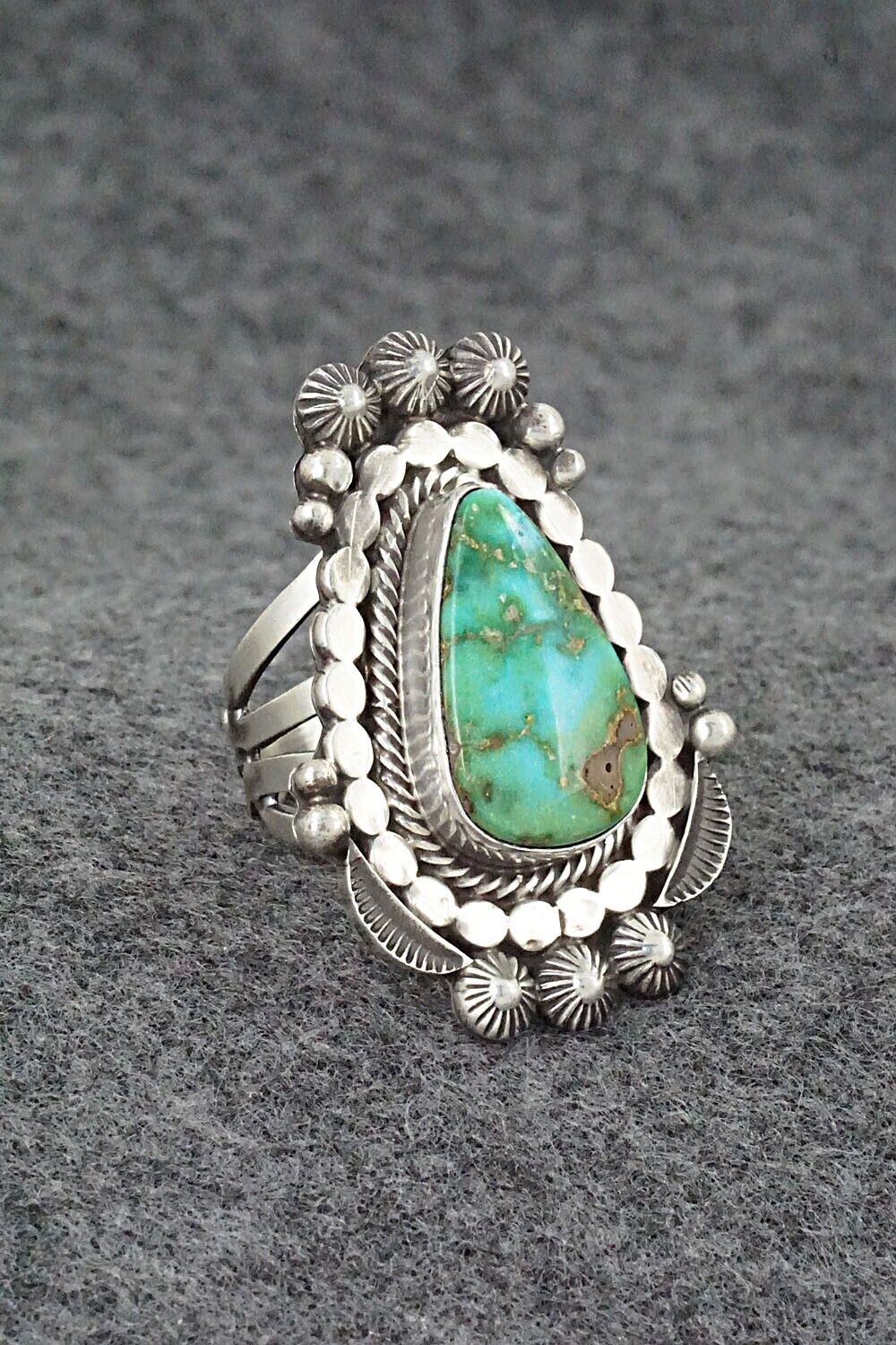 Turquoise & Sterling Silver Ring - Tom Lewis - Size 7.5