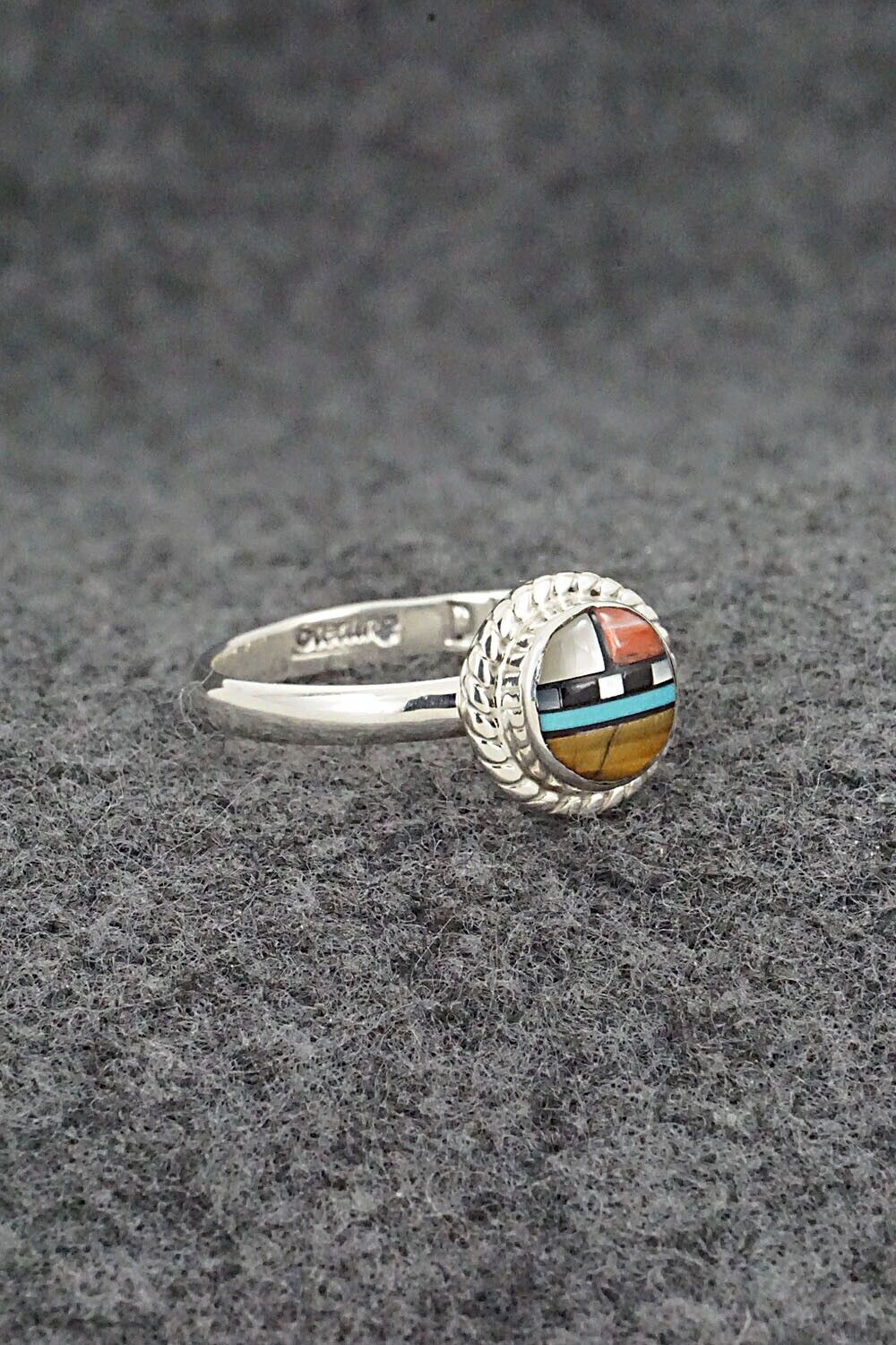 Multi-Stone & Sterling Silver Ring - Delbert Kallestewa Jr. - Size 9.5