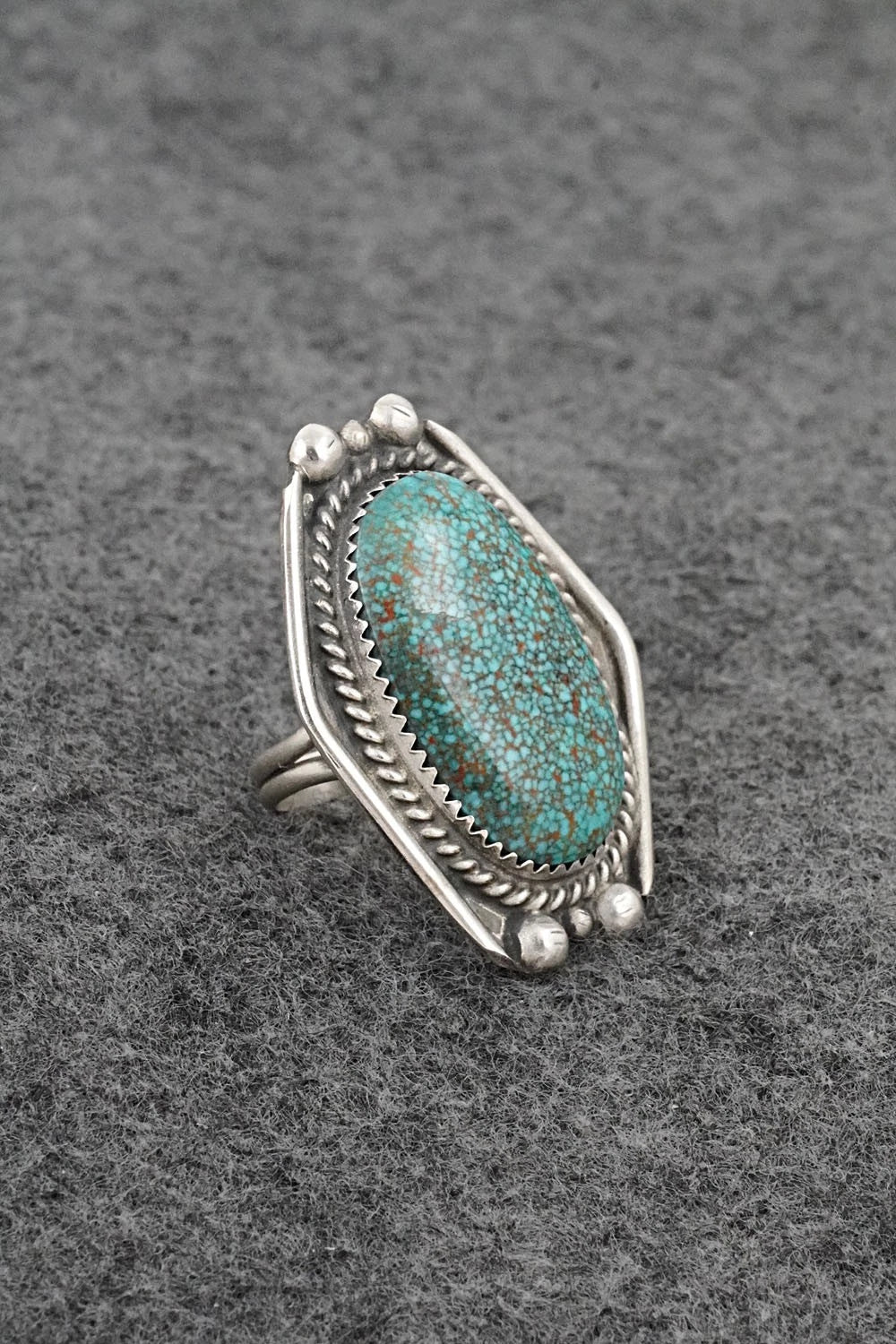 Turquoise & Sterling Silver Ring - Leslie Nez - Size 6