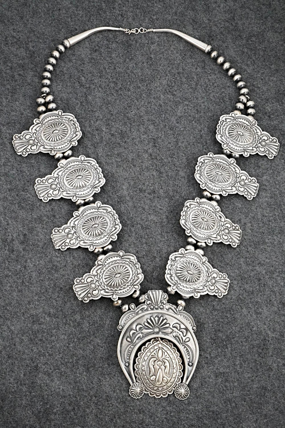 Sterling Silver Squash Blossom Necklace - Terry Charlie