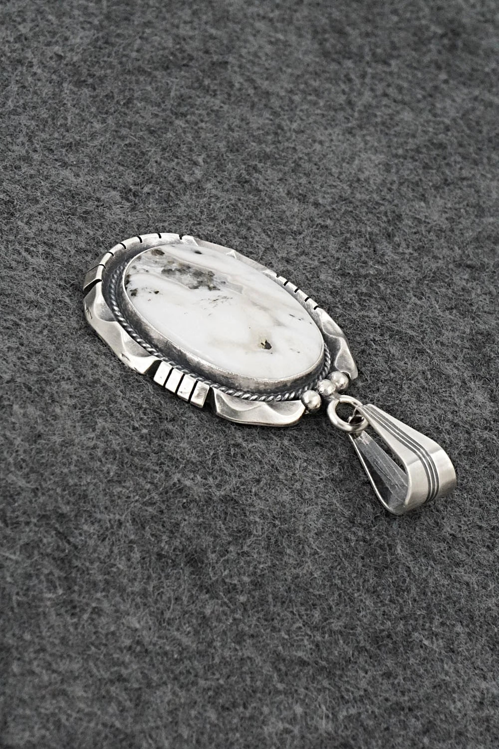 White Buffalo & Sterling Silver Pendant - Samuel Yellowhair