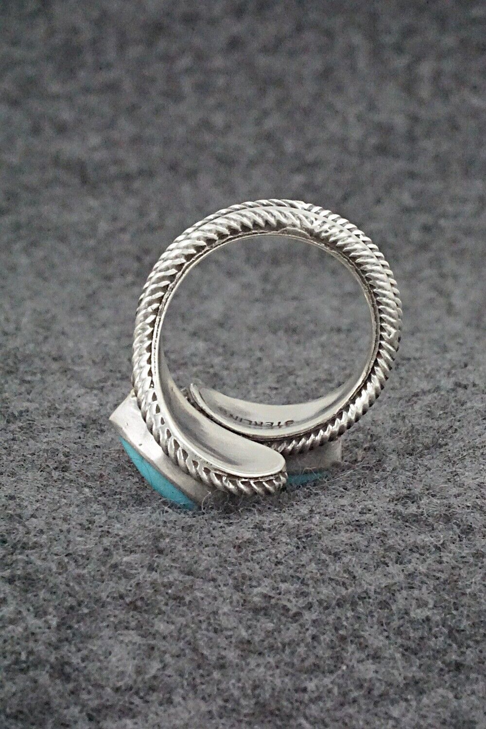 Turquoise & Sterling Silver Ring - Kenny Lonjose - Size 8