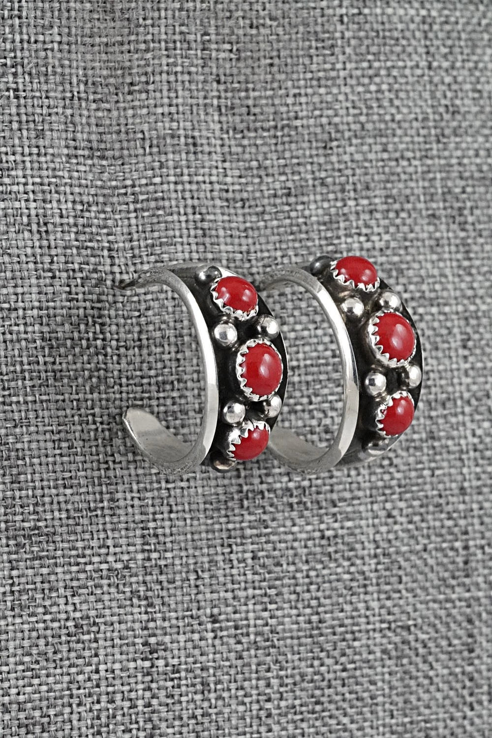 Coral & Sterling Silver Earrings - Paul Largo