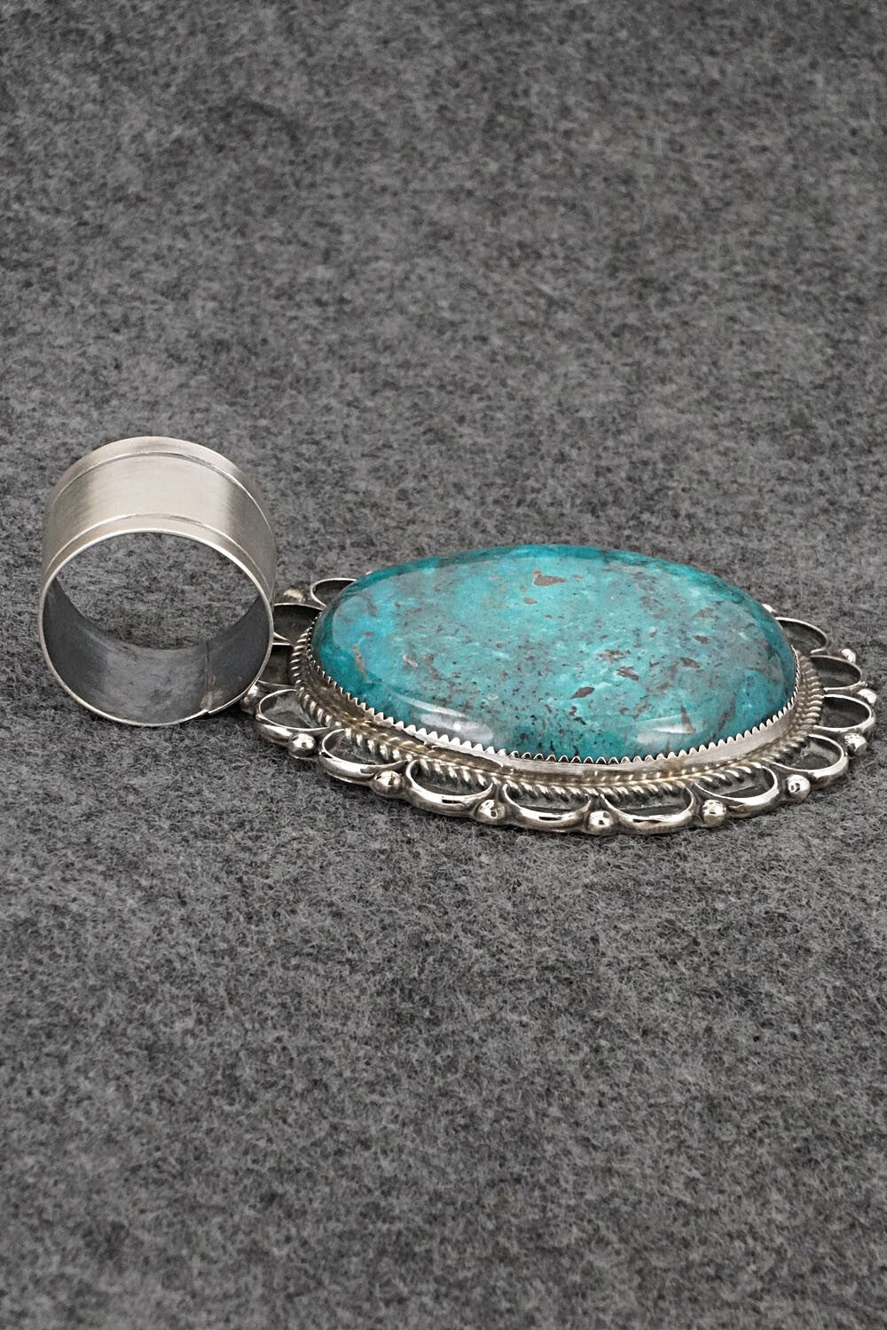 Turquoise & Sterling Silver Pendant - Leslie Nez