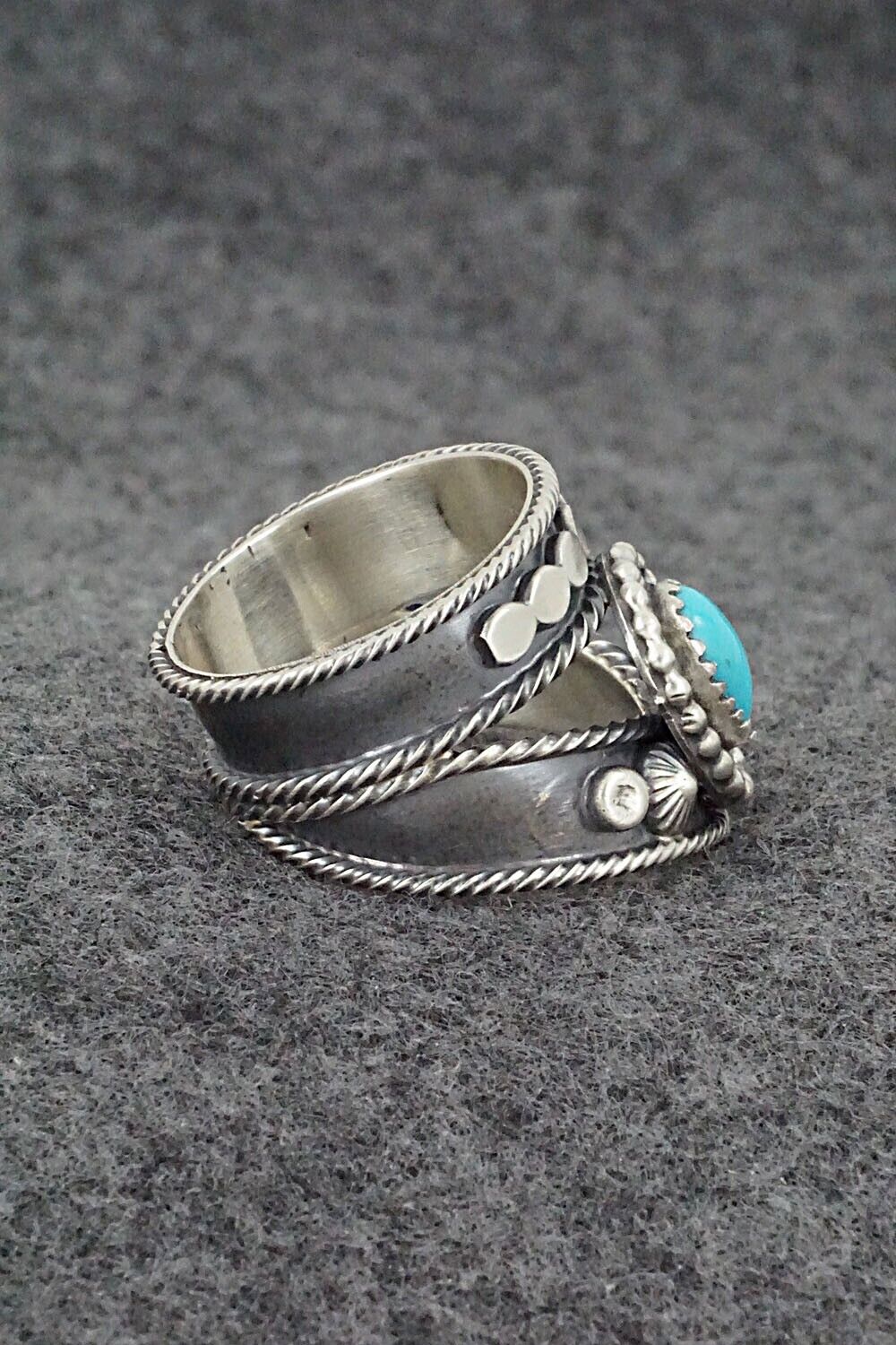 Turquoise & Sterling Silver Ring - Tom Lewis - Size 9.75