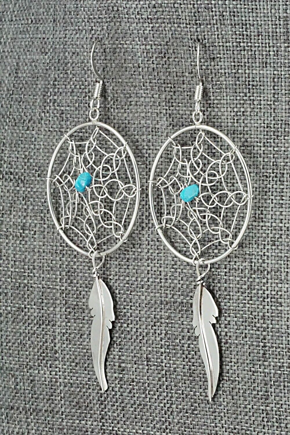 Turquoise & Sterling Silver Earrings - Lorenzo Arviso Jr.