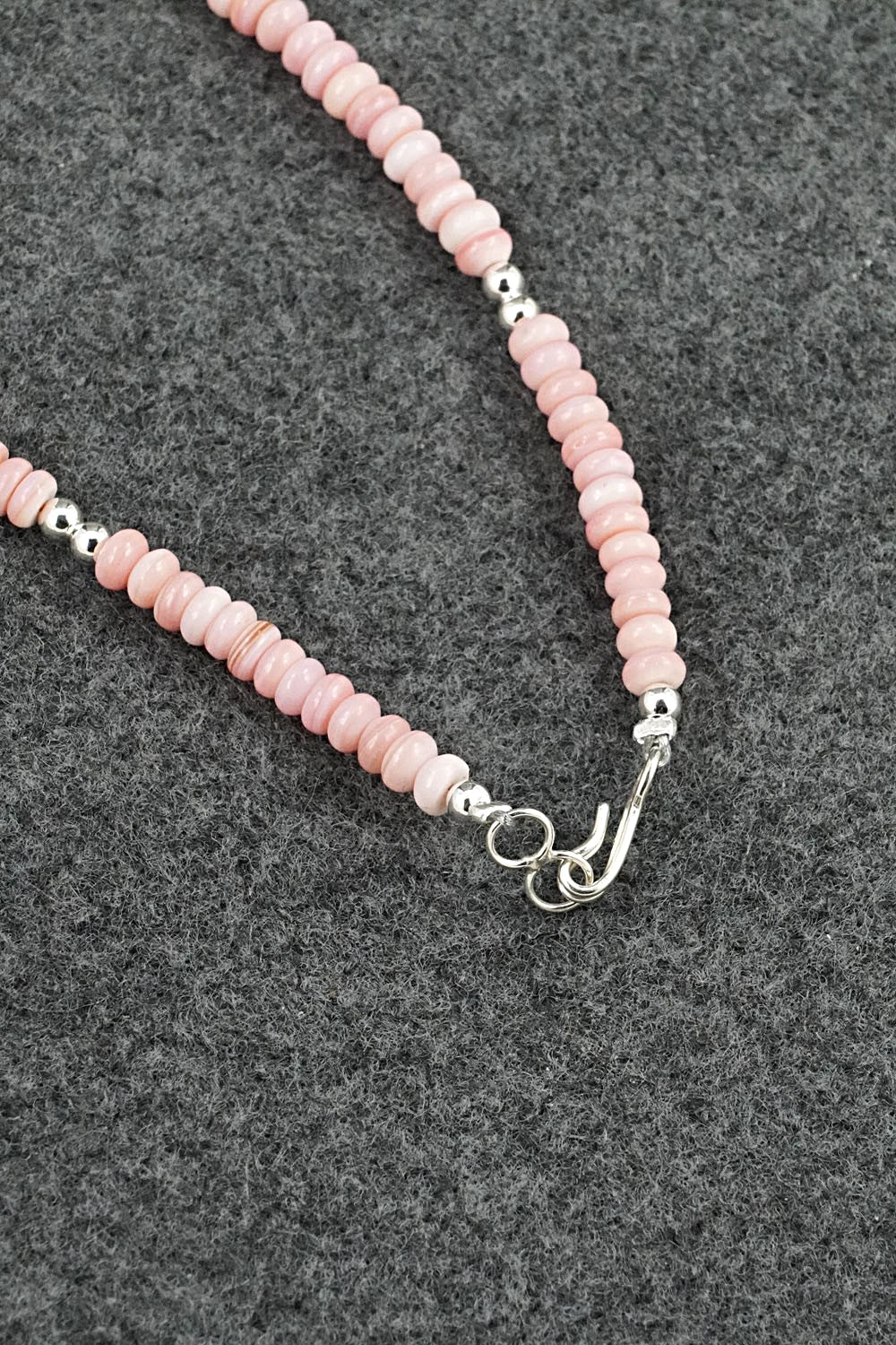 Pink Conch & Sterling Silver Necklace 18" - Doreen Jake