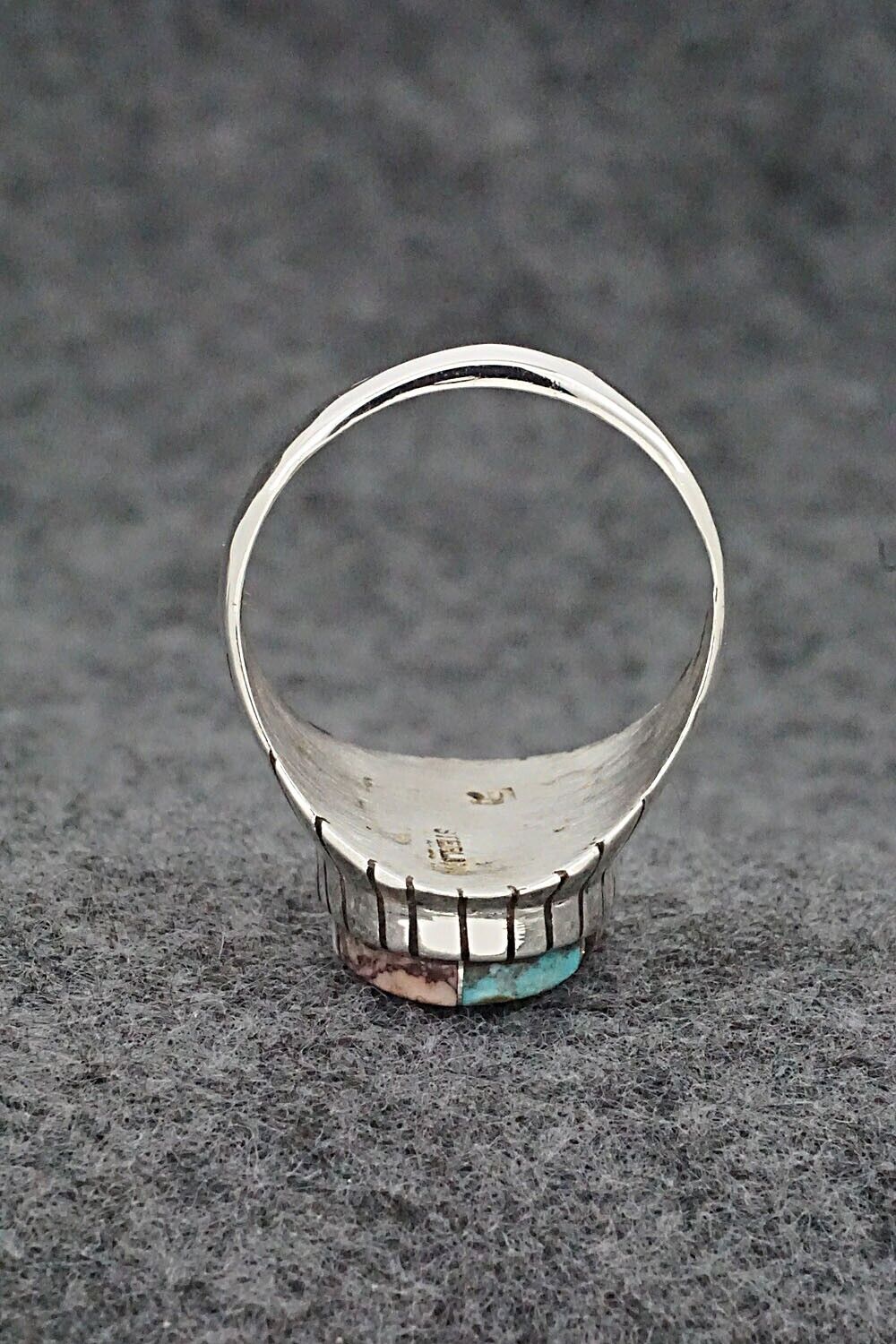 Wild Horse, Turquoise, Onyx & Sterling Silver Ring - Trevor Jack - Size 13