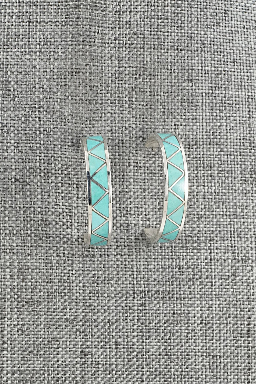 Turquoise Inlay & Sterling Silver Earrings - Joann Peina