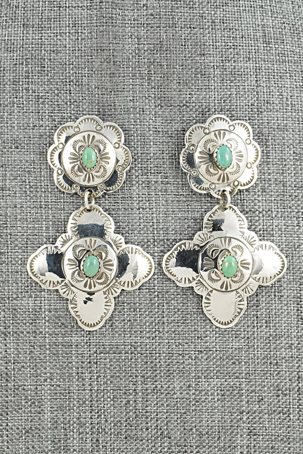 Turquoise & Sterling Silver Earrings - Bertha Begay