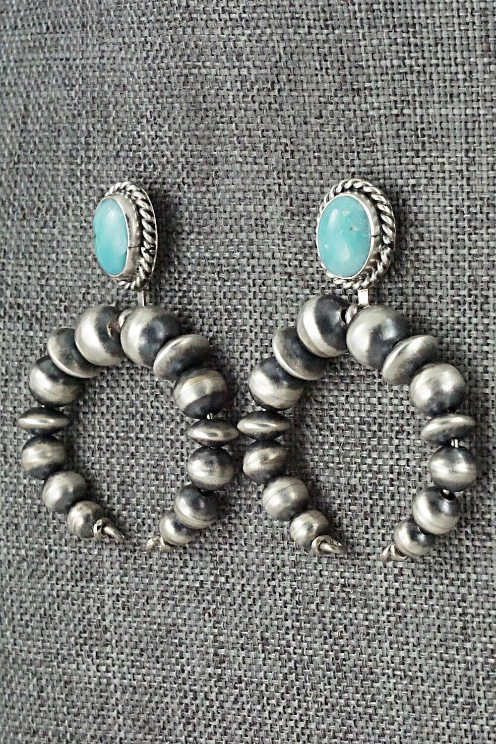 Turquoise & Sterling Silver Navajo Pearl Earrings - Grace Kenneth