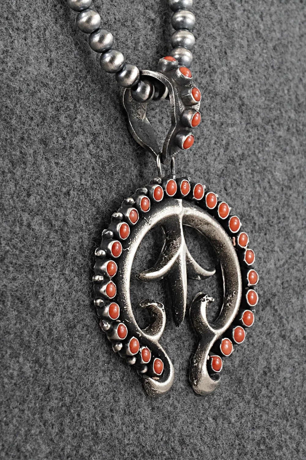 Coral & Sterling Silver Necklace - Shawn Cayatineto