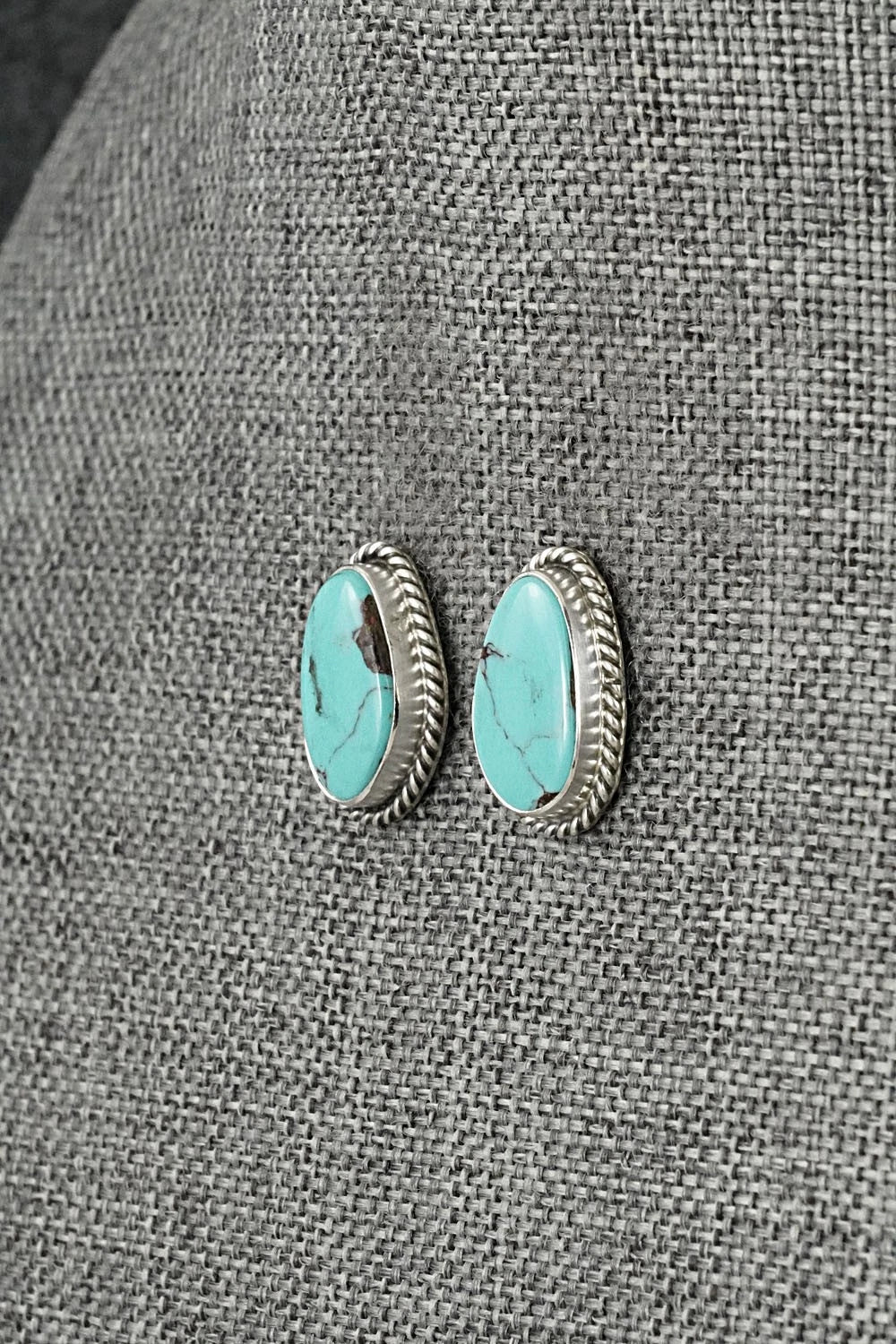 Turquoise & Sterling Silver Earrings - Eugene Gruber