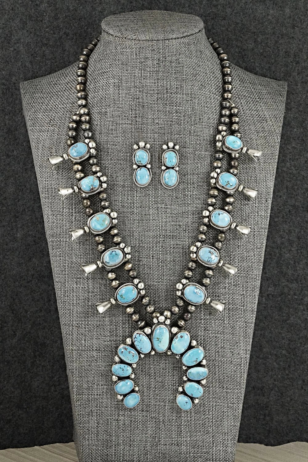 Turquoise & Sterling Silver Squash Blossom Set - Darrin Livingston