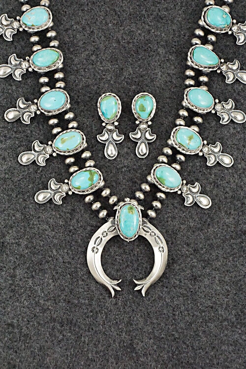 Turquoise & Sterling Silver Squash Blossom Set - Adrienne Gordon