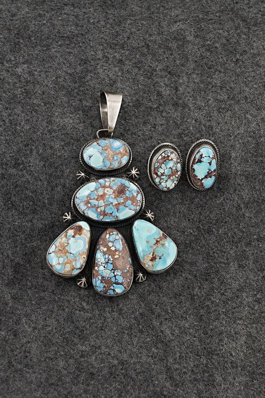 Turquoise & Sterling Silver Pendant and Earrings Set - Darrin Livingston