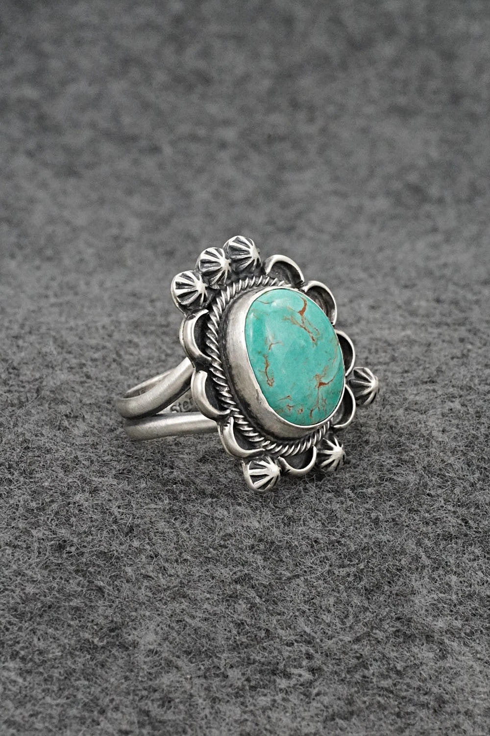 Turquoise & Sterling Silver Ring - Bobby Johnson - Size Adjustable