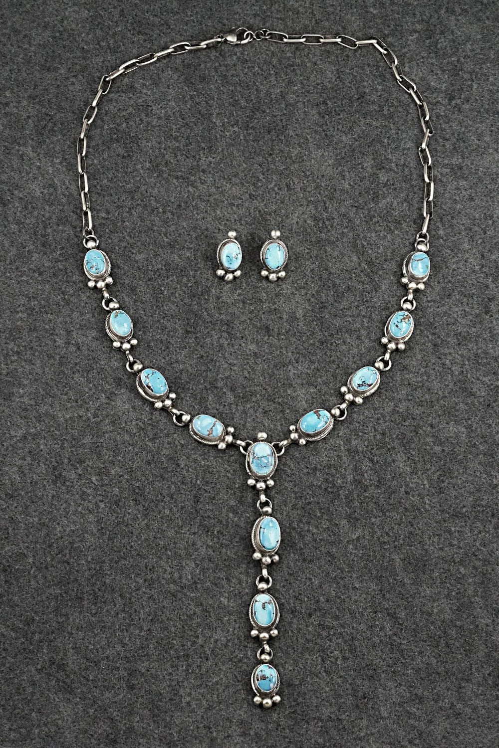 Turquoise & Sterling Silver Necklace and Earrings Set - Kathleen Livingston