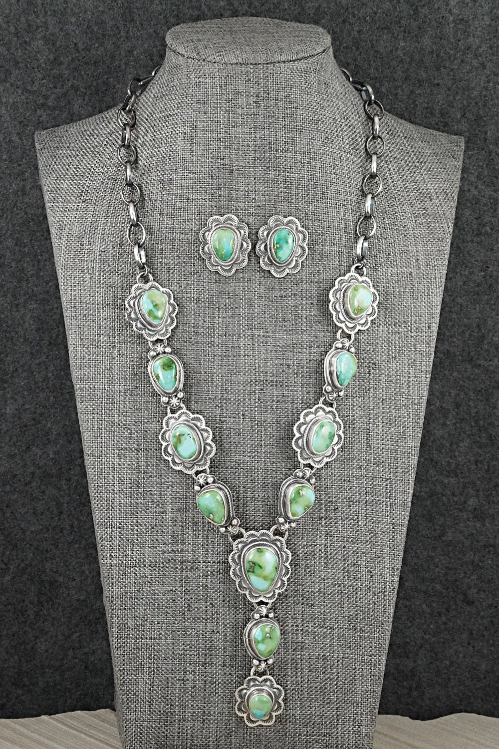 Turquoise & Sterling Silver Necklace and Earrings Set - Randy Boyd