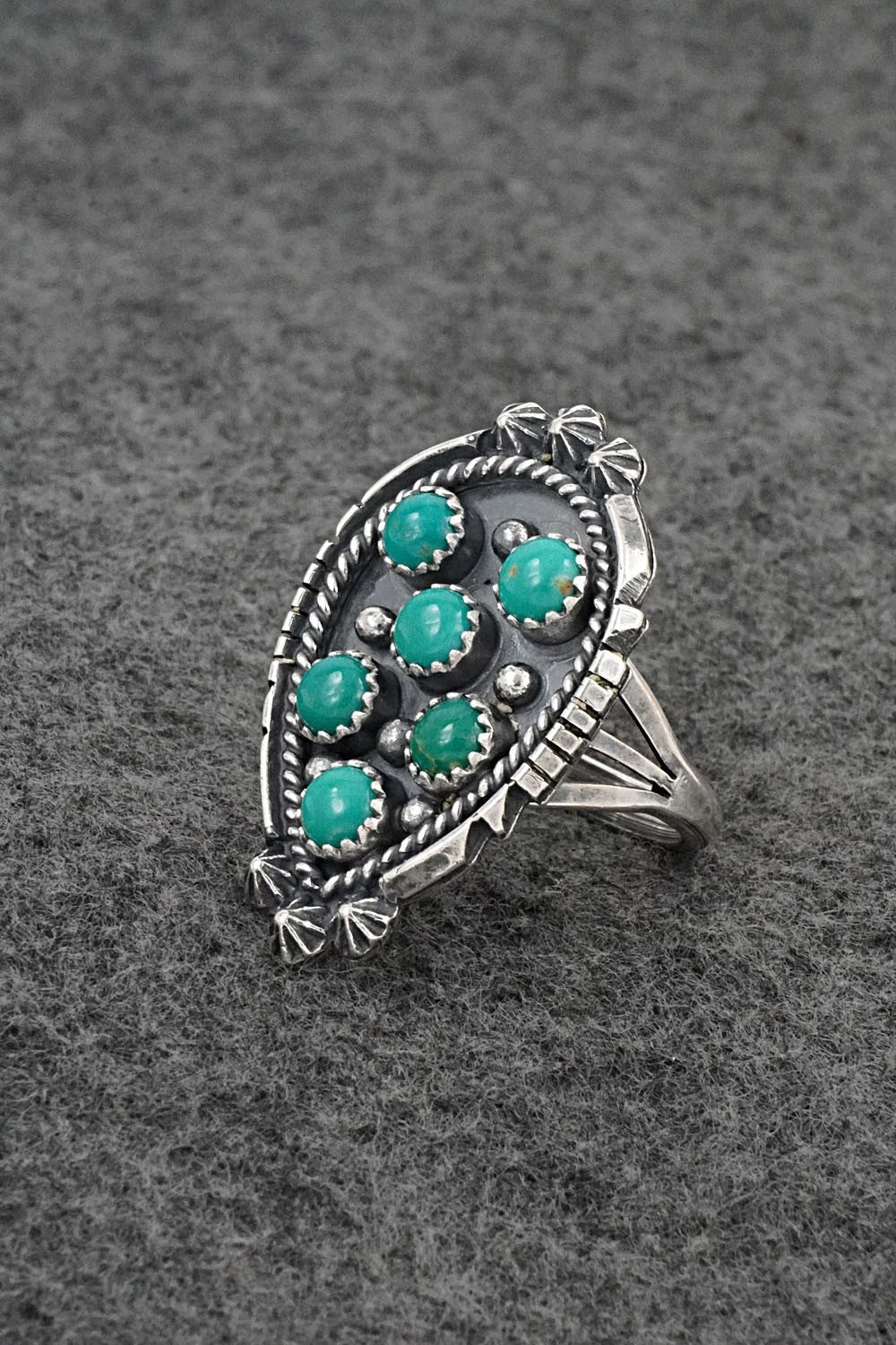 Turquoise & Sterling Silver Ring - Kenny Lonjose - Size 8.5