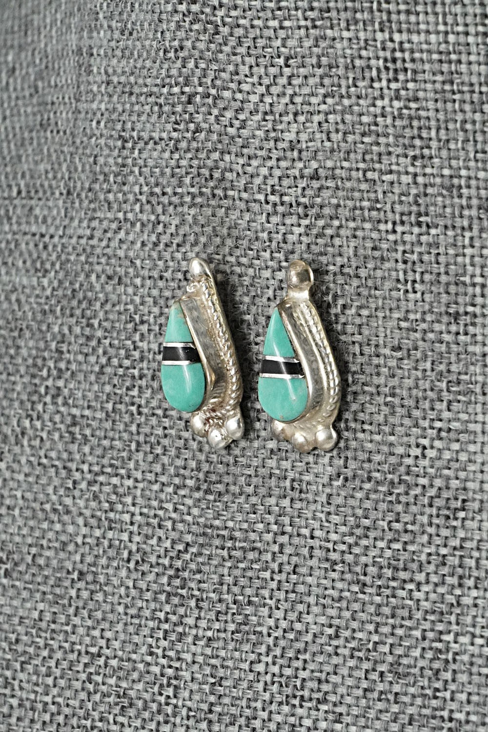 Turquoise, Onyx & Sterling Silver Earrings - Terrance Panteah