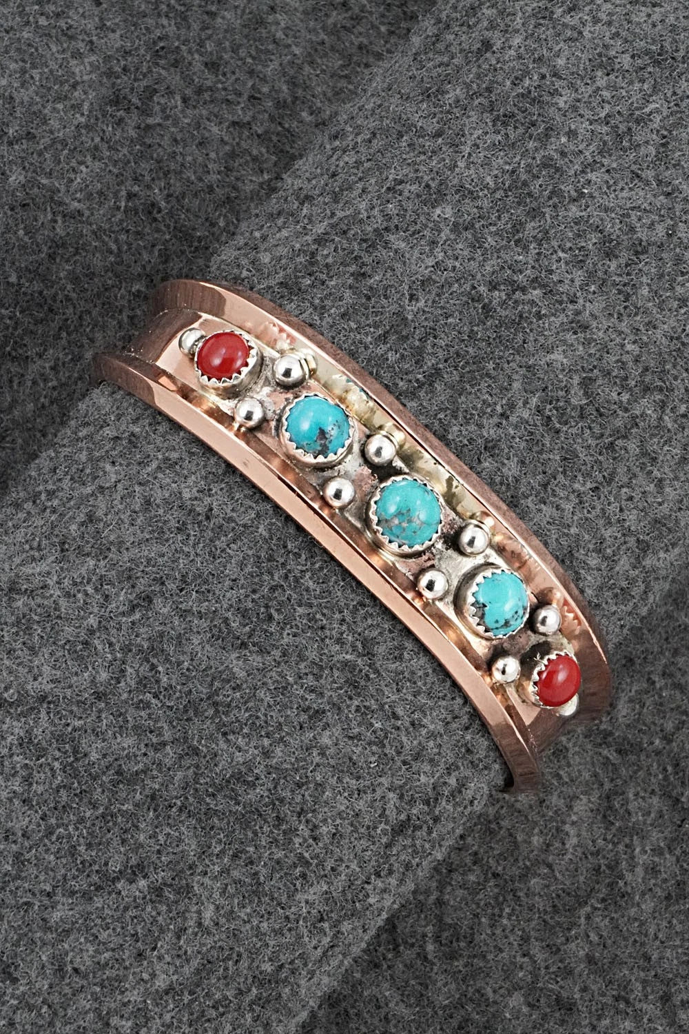 Turquoise, Coral & Copper Bracelet - Paul Largo
