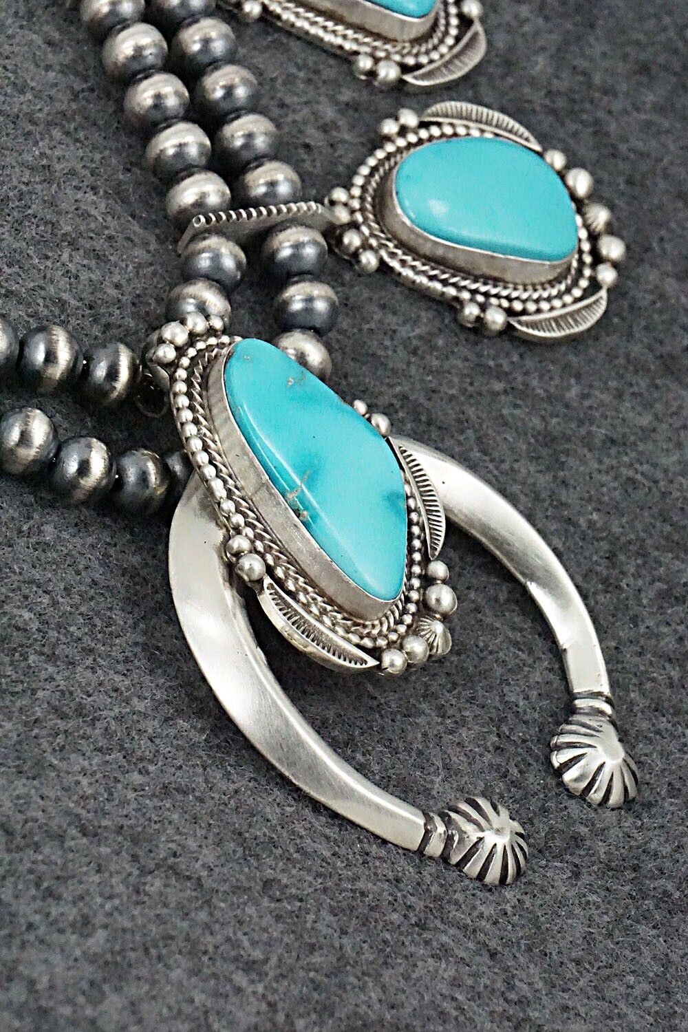 Turquoise & Sterling Silver Squash Blossom Set - Tom Lewis