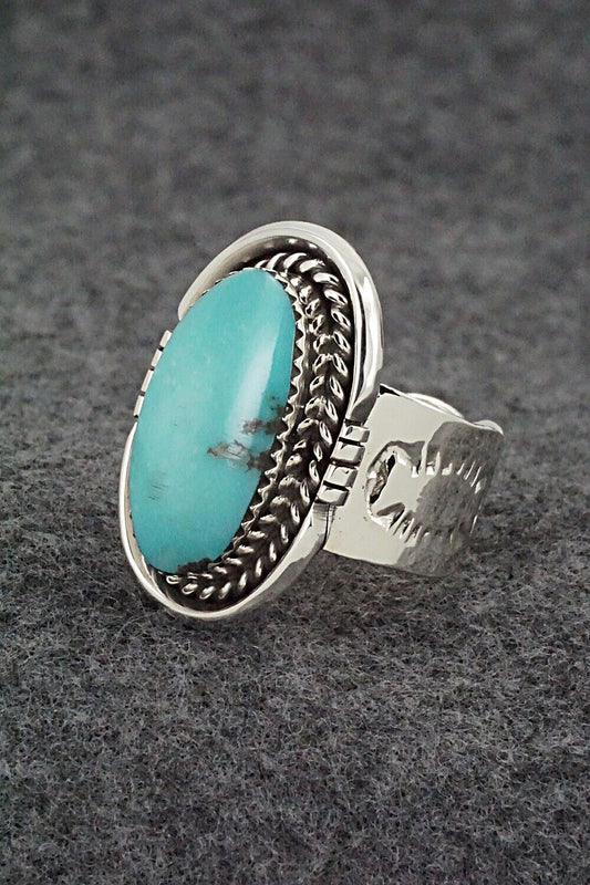 Turquoise & Sterling Silver Ring - Sheena Jack - Size 7.25
