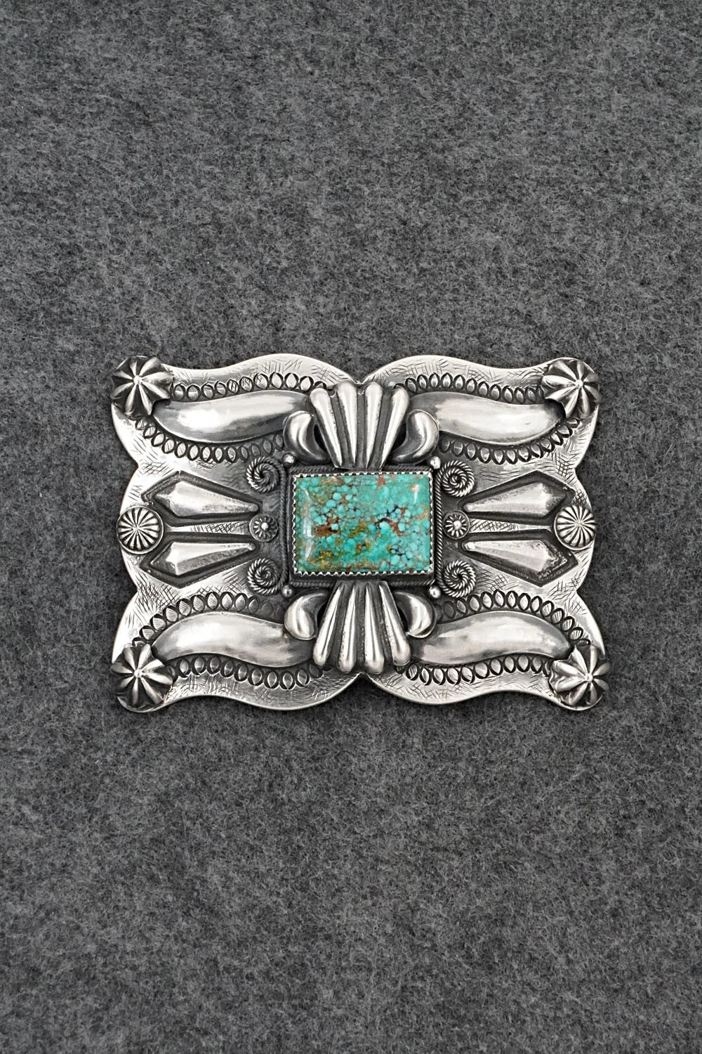 Turquoise & Sterling Silver Belt Buckle - Delbert Gordon