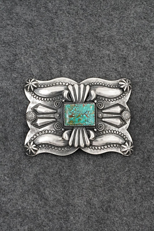 Turquoise & Sterling Silver Belt Buckle - Delbert Gordon