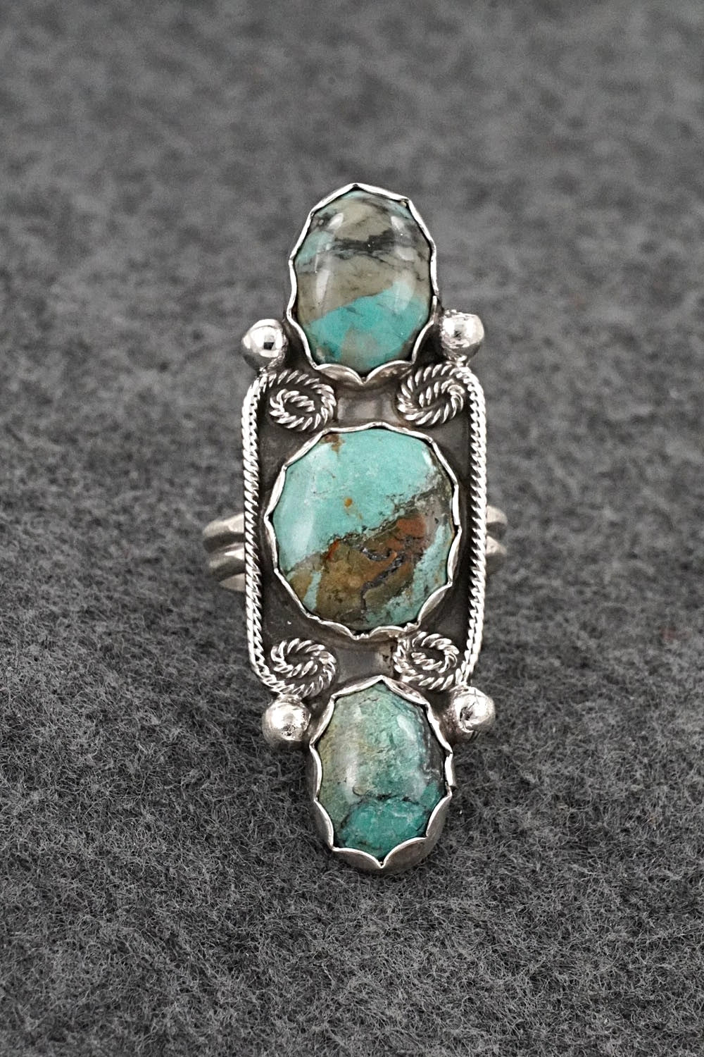 Turquoise & Sterling Silver Ring - Priscilla Reeder - Size 8.5