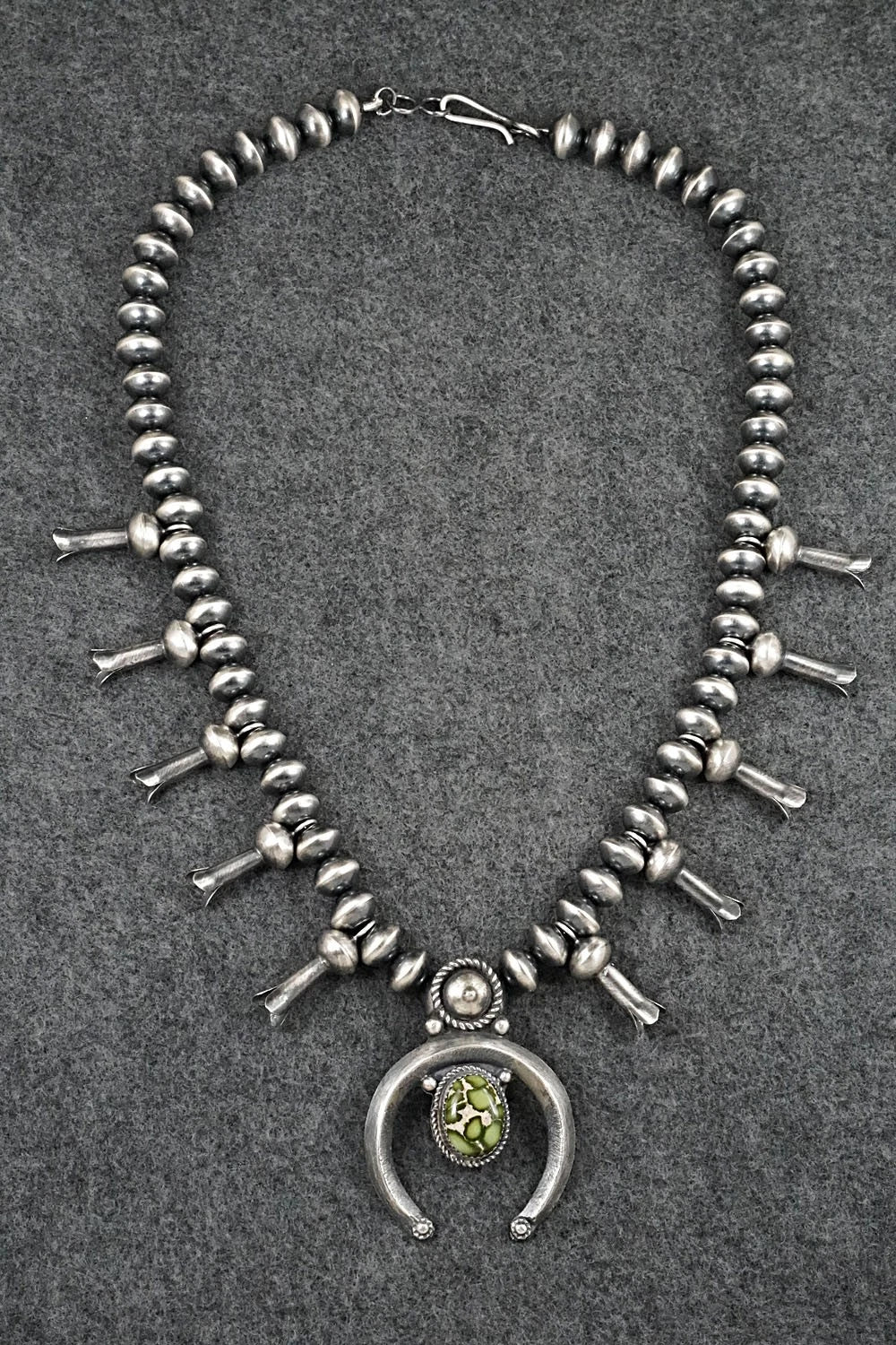 Turquoise & Sterling Silver Squash Blossom Necklace - Presley Haley