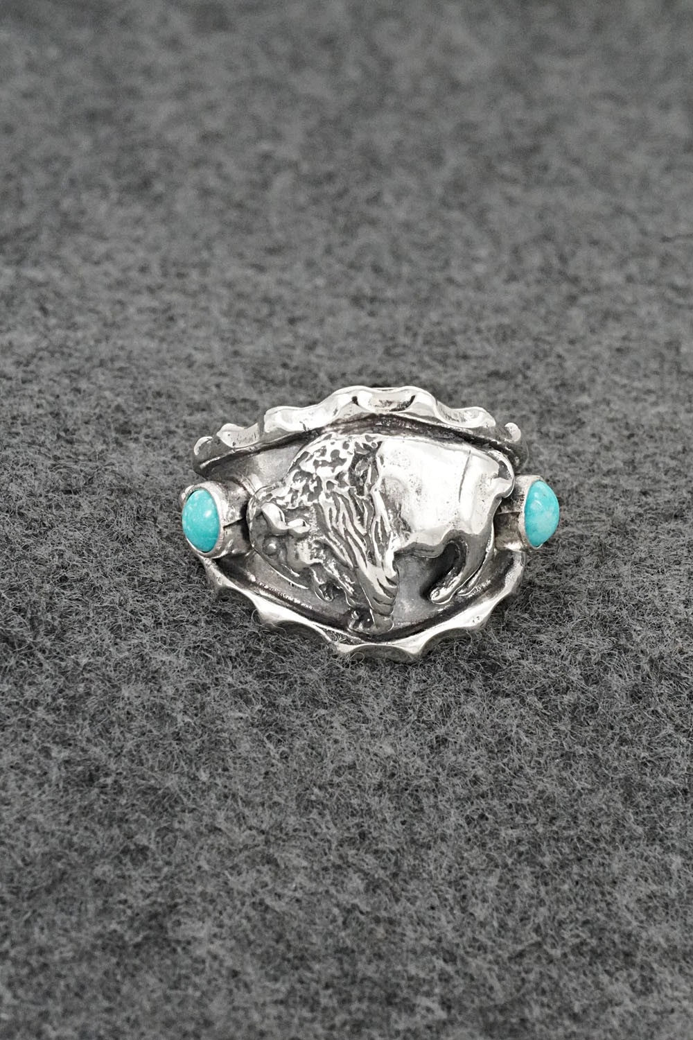 Turquoise & Sterling Silver Ring - Genevieve Francisco - Size 12.5