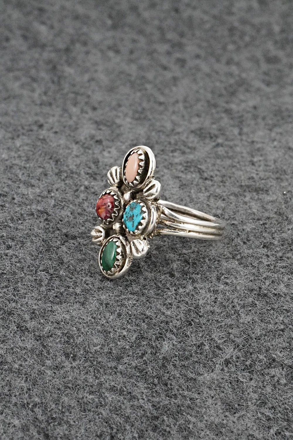Multi-Stone & Sterling Silver Ring - Priscilla Reeder - Size 7.5