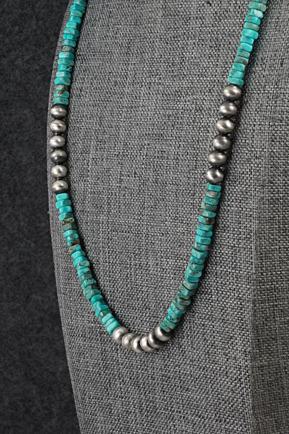 Turquoise & Sterling Silver Necklace 21" - Doreen Jake