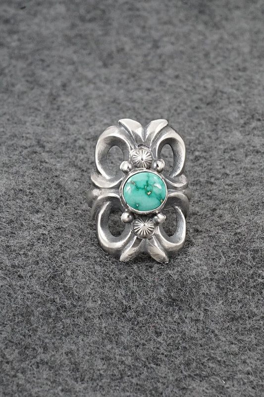 Turquoise & Sterling Silver Ring - Harrison Bitsue - Size 9