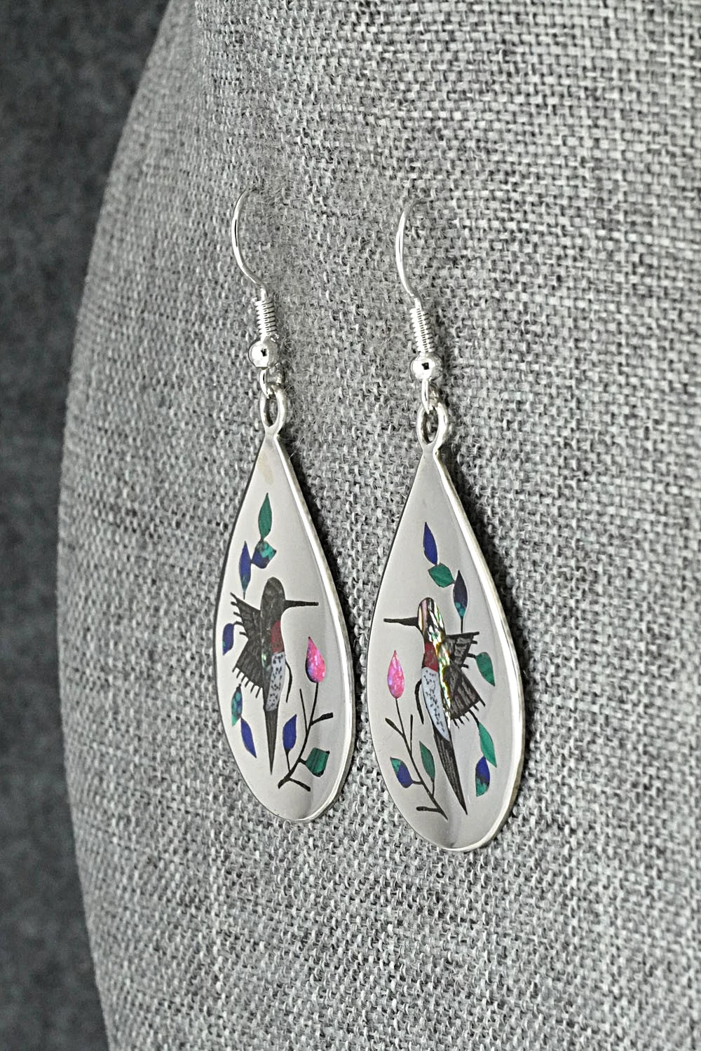 Multi-Stone Inlay & Sterling Silver Earrings - Raymond Boyd