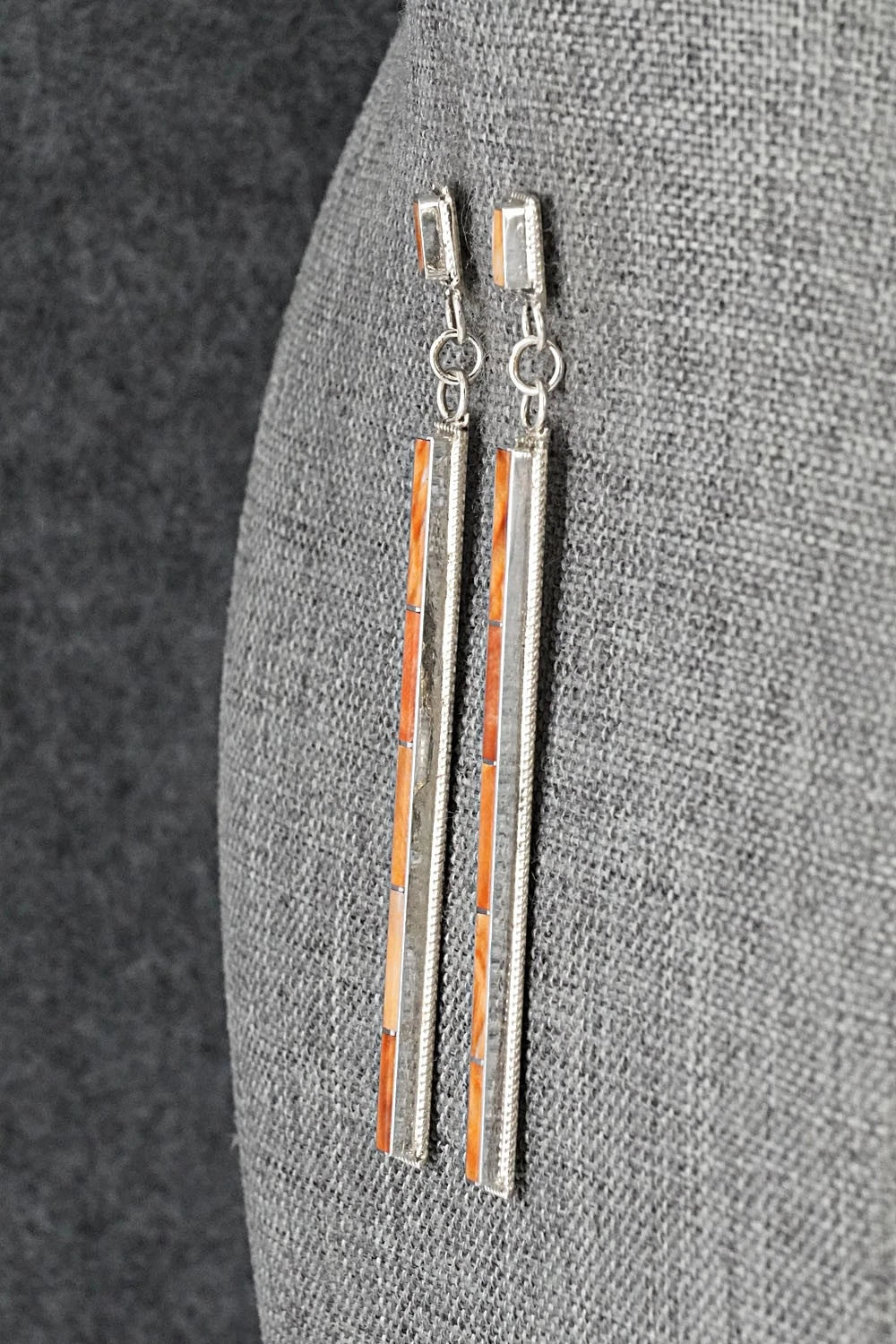 Spiny Oyster & Sterling Silver Earrings - Ricky Booqua